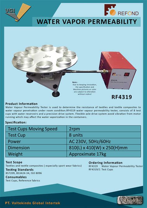 how to test water vapor permeability agencies|water vapor permeability tester.